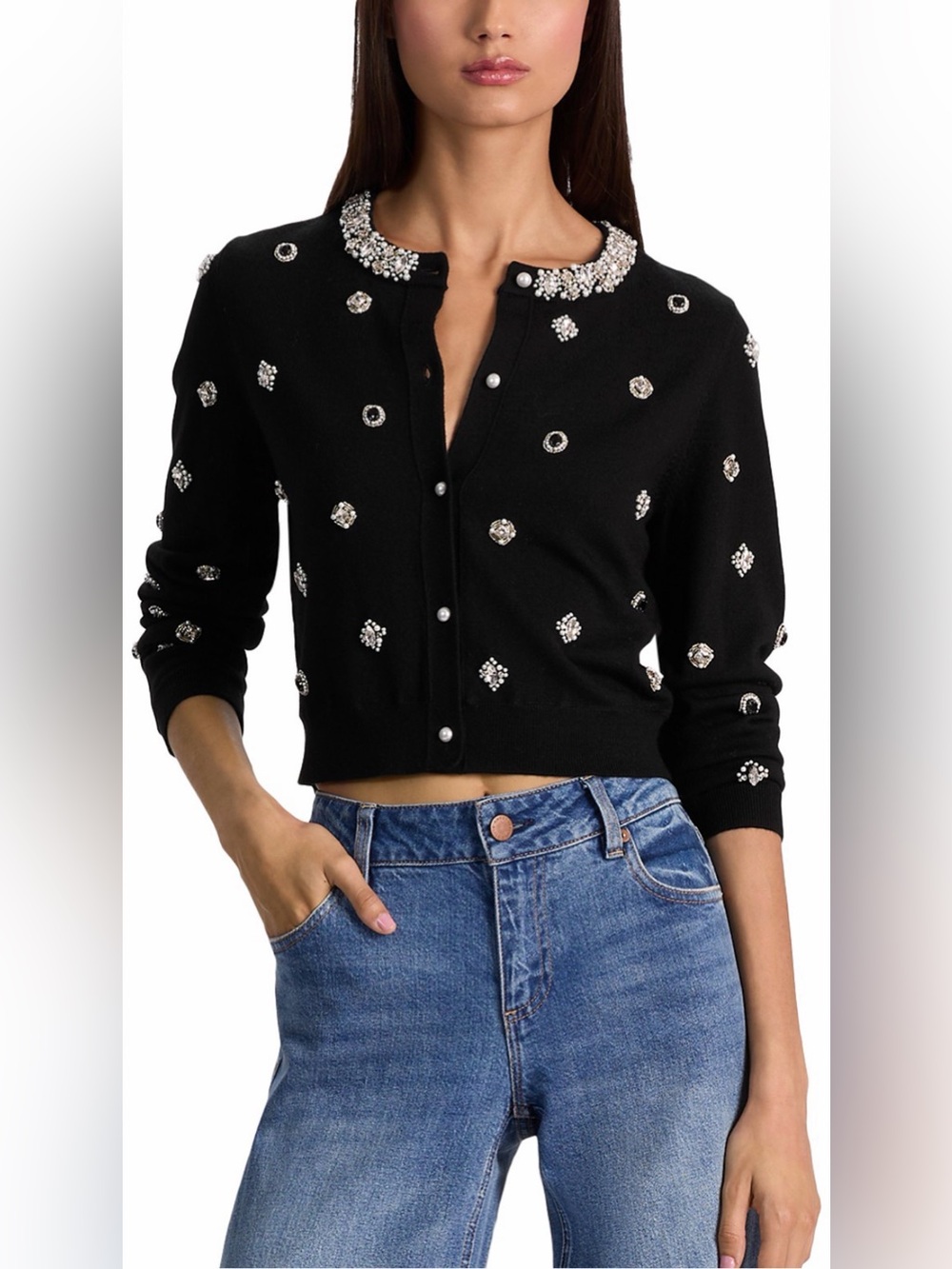 Alice + Olivia Dollie Embellished Cardigan Sweater